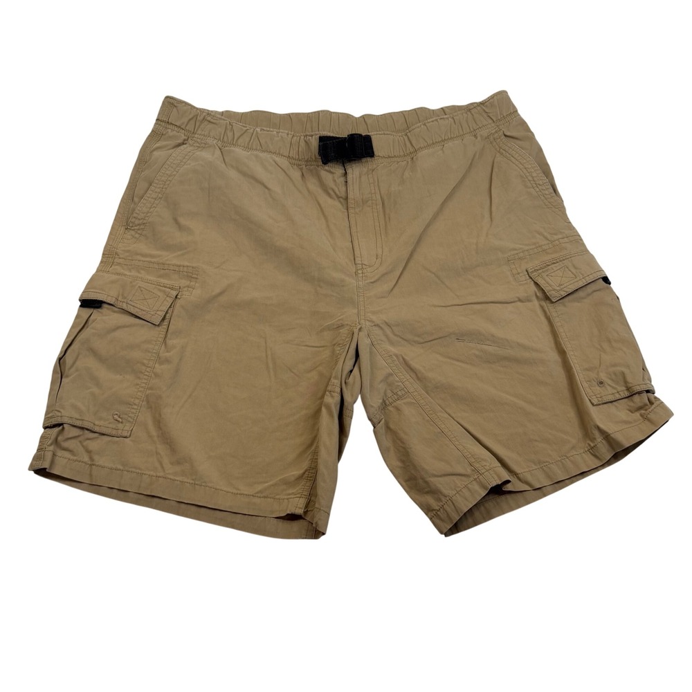 Weatherproof Garment Company Mens 38W Khaki Cargo Shorts Belted Cotton Nylon